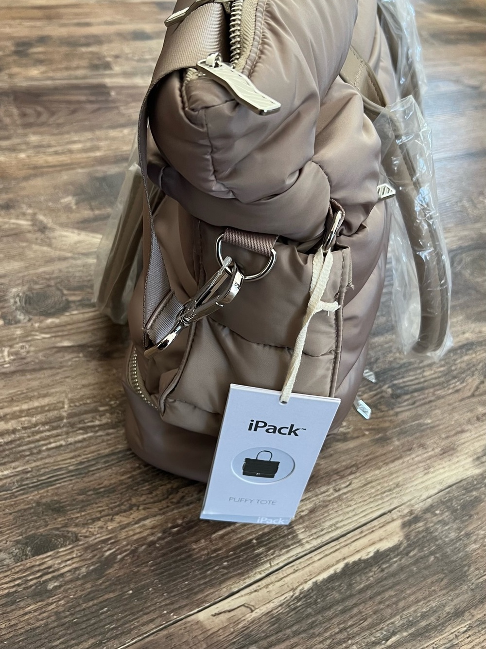 Puffy Tote Travel Bag - Taupe